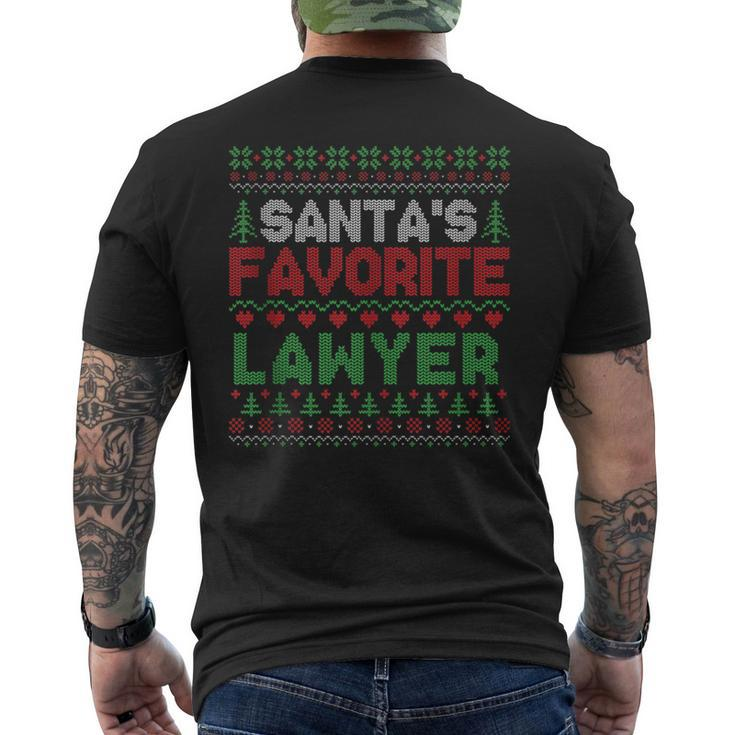 Xmas Santa's Favorite Lawyer Ugly Christmas Sweater Men's T-shirt Back Print