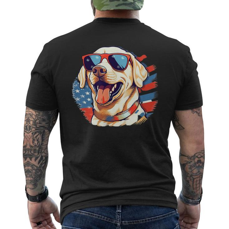 Yellow Lab 4Th Of July Design Patriotic Pup Labrador Pride  Mens Back Print T-shirt