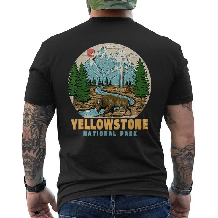 Yellowstone National Park Bison Retro Hiking Camping Outdoor  Mens Back Print T-shirt
