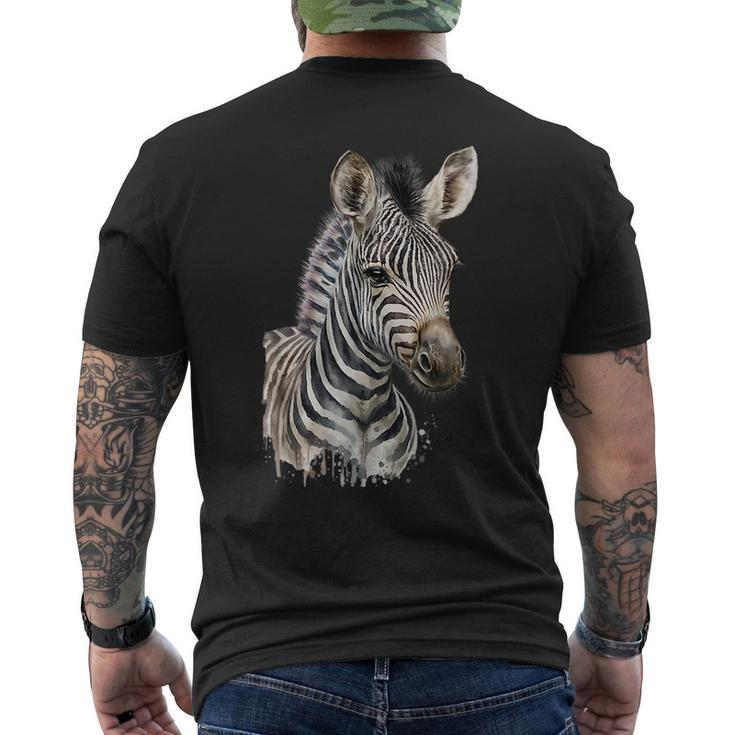Zebra Watercolor  Mens Back Print T-shirt