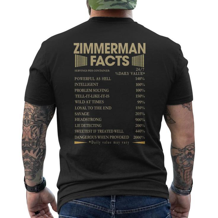 Zimmerman Name Gift Zimmerman Facts V2 Mens Back Print T-shirt
