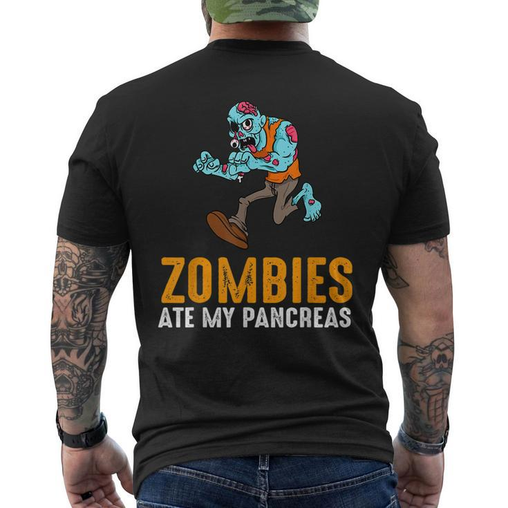 Zombie Ate My Pancreas T1d Awareness Halloween Boys Girls Halloween Men's T-shirt Back Print