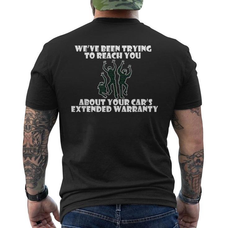 Zombie Extended Car Warranty Mens Back Print T-shirt