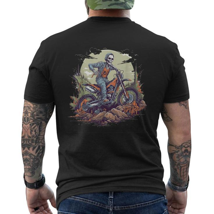 Zombie Riding Dirt Bike Halloween Motorcyle Motocross Rider Men's T-shirt Back Print