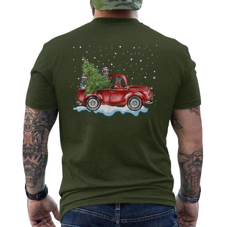 Australian Cattle Dogs Ride Red Truck Christmas Men's T-shirt Back Print