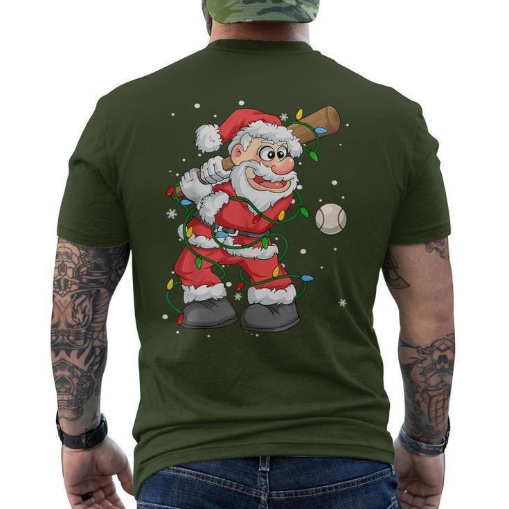 Baseball Santa Claus Christmas Tree Lights Pajama Boys Men's T-shirt Back Print