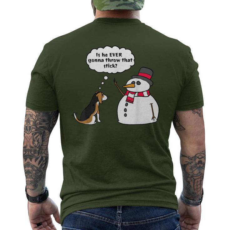Beagle Snowman Christmas Dog Men's T-shirt Back Print
