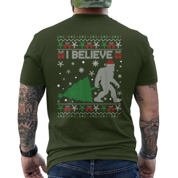 I Believe Big Foot Sasquatch Ugly Christmas Holiday Men's T-shirt Back Print