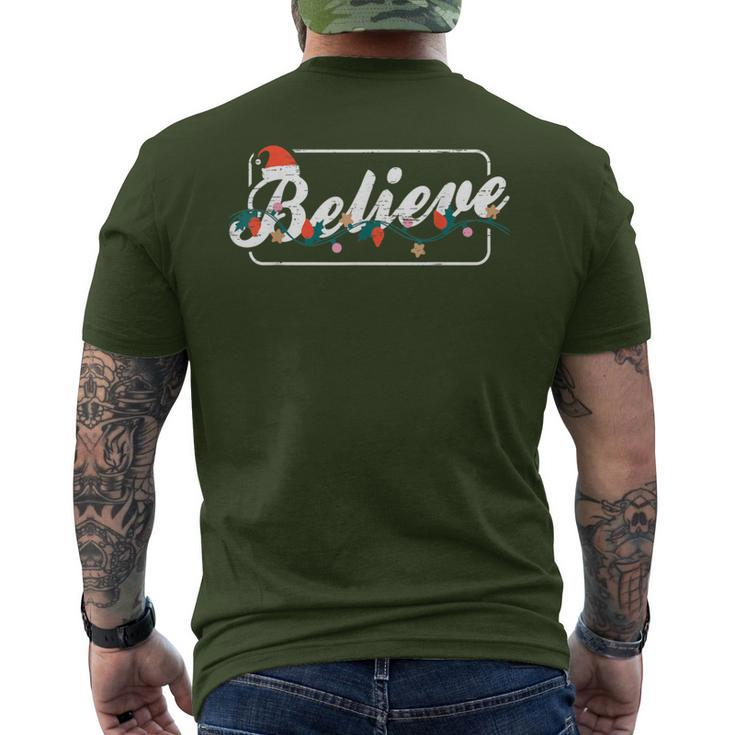 Believe Christmas Lights Xmas Season Holidays Men's T-shirt Back Print