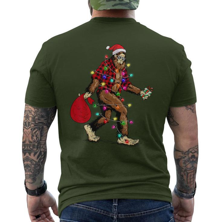 Bigfoot Carrying Christmas Tree Sasquatch Pajama Men's T-shirt Back Print