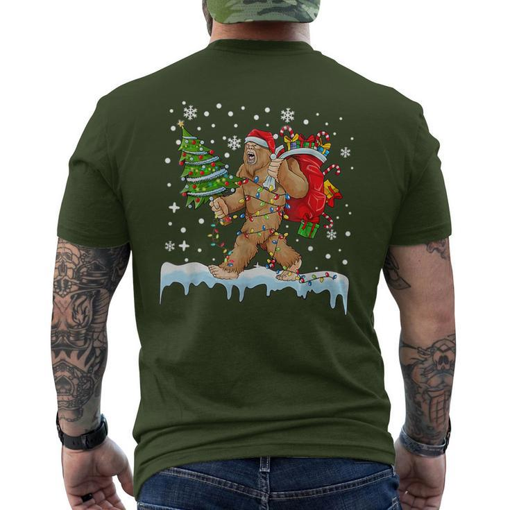 Bigfoot Christmas Tree Lights Xmas Boys Sasquatch Lovers Men's T-shirt Back Print