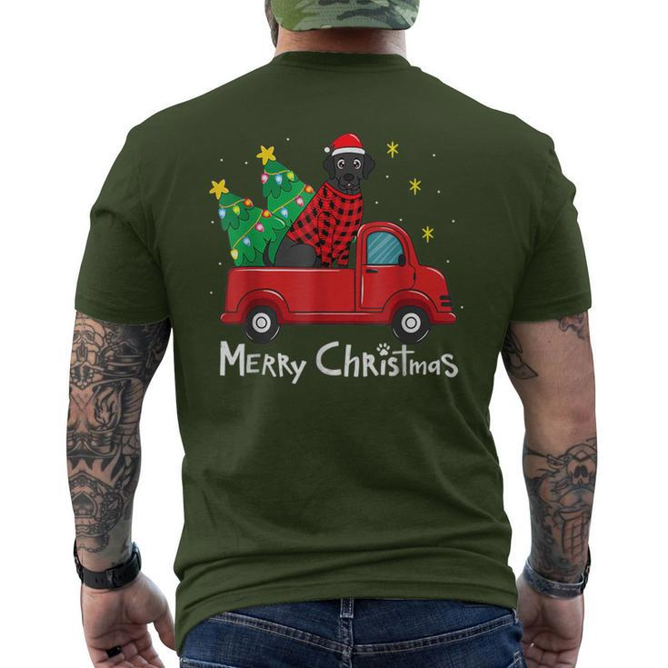 Black Labrador Christmas Truck Tree Red Plaid Dog Lab Xmas Men's T-shirt Back Print