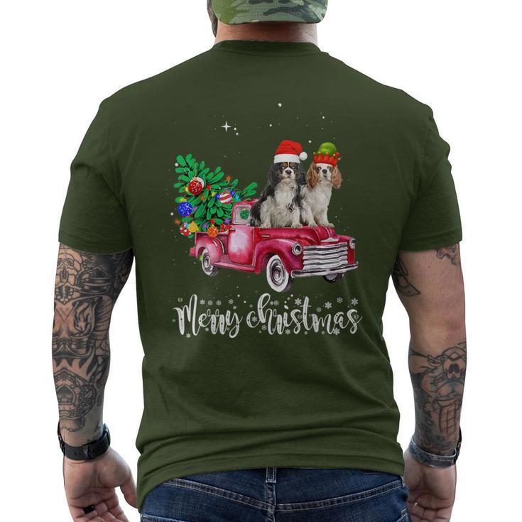 Cavalier King Charles Spaniel Christmas Ride Red Truck Men's T-shirt Back Print