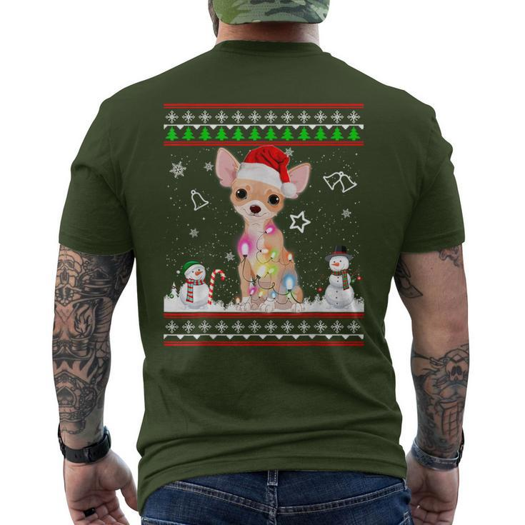 Chihuahua Christmas Dog Light Ugly Sweater Short Sleeve Men's T-shirt Back Print