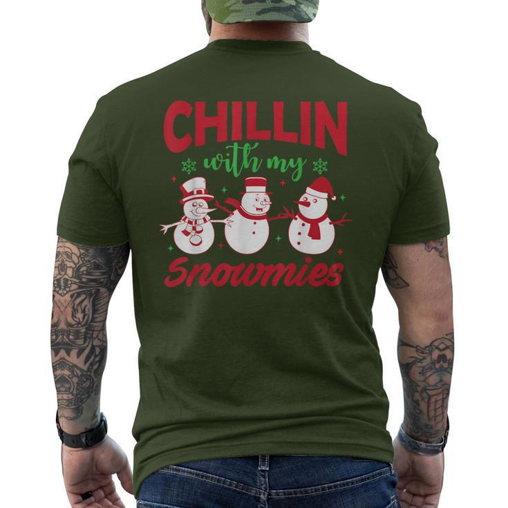 Christmas Chillin With My Snowmies Snowman Men's T-shirt Back Print