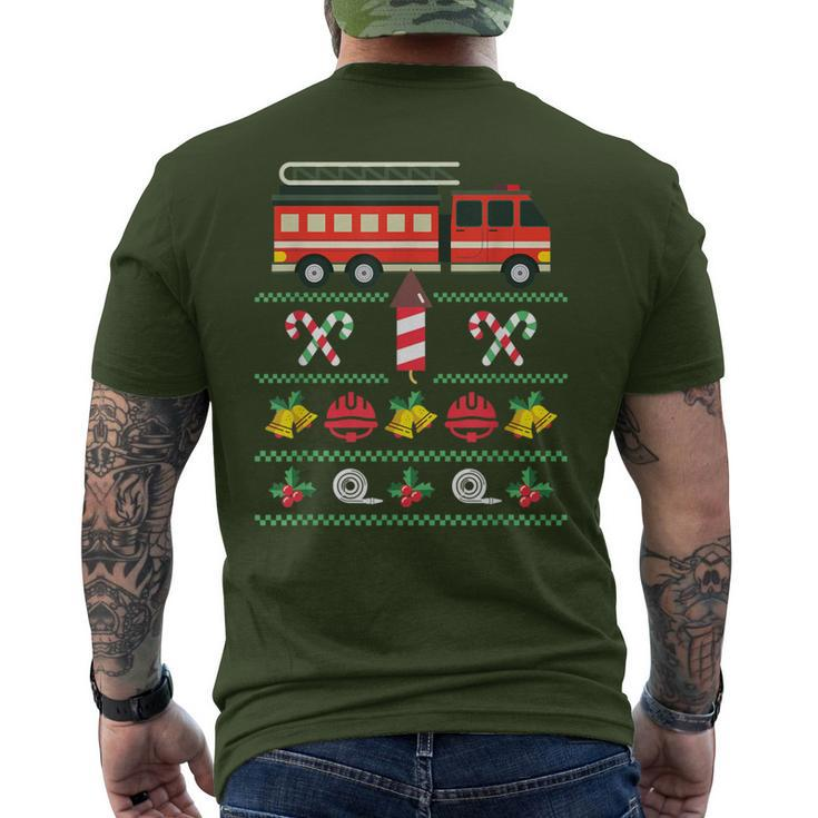 Christmas Firefighter Merry Christmas Fire Truck Costume Men's T-shirt Back Print