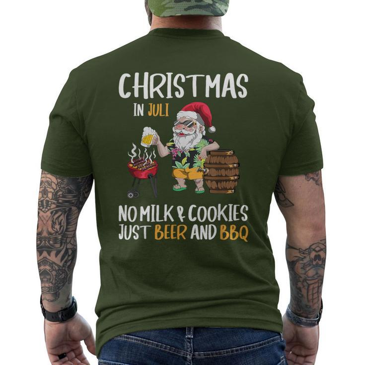 Christmas In July Santa Claus Goes On Holiday Barbecue Party Men's T-shirt Back Print