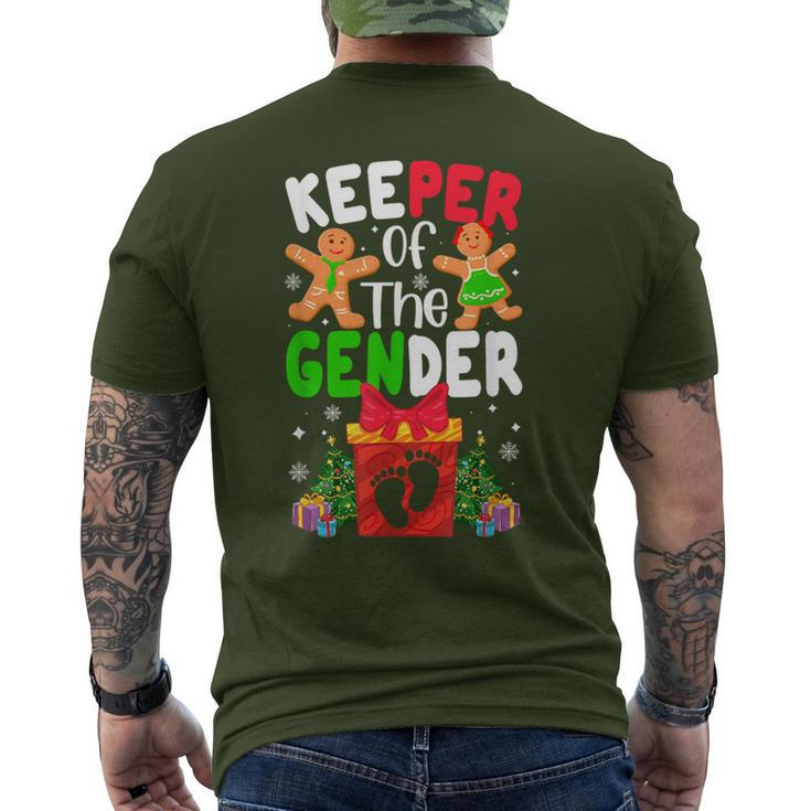 Christmas Keeper Gender Reveal Baby Announcement Pregnancy Men's T-shirt Back Print
