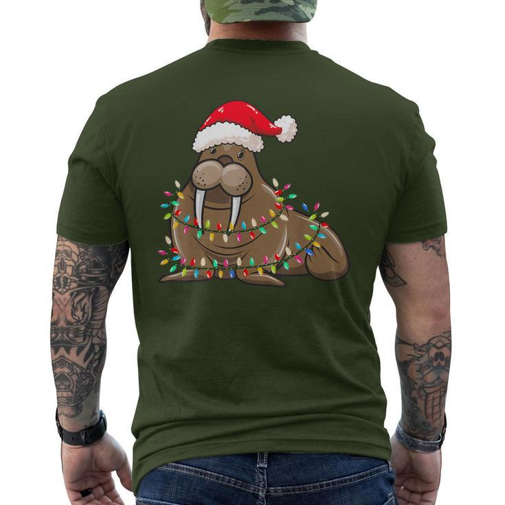 Christmas Lights Walrus Wearing Xmas Hat Walrus Lover Men's T-shirt Back Print