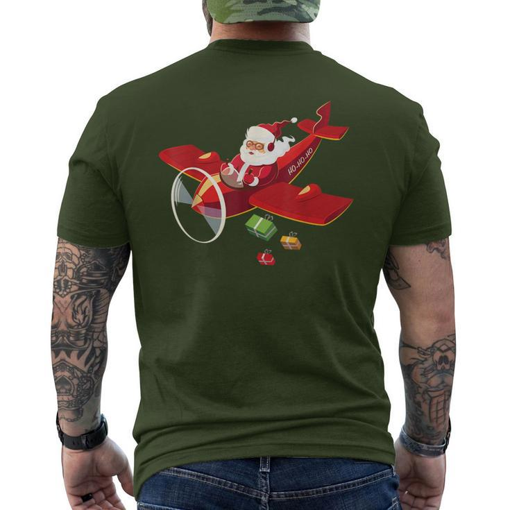 Christmas Santa Claus Pilot Flying Airplane Men's T-shirt Back Print