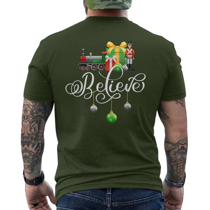 Christmas Train Christmas Believe Polar Express Xmas Santa Men's T-shirt Back Print