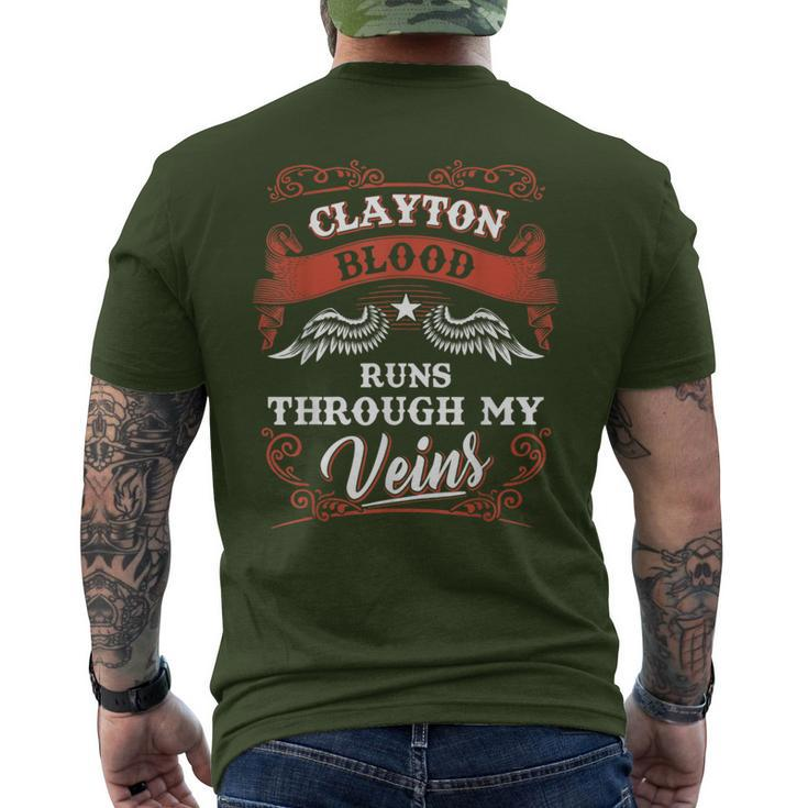 Clayton Blood Runs Through My Veins Family Christmas Men's T-shirt Back Print