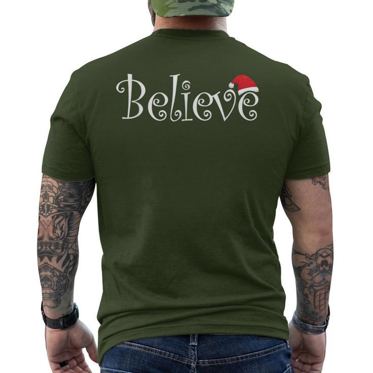 Cute Believe Christmas Family Party Red Santa Stocking Hat Men's T-shirt Back Print