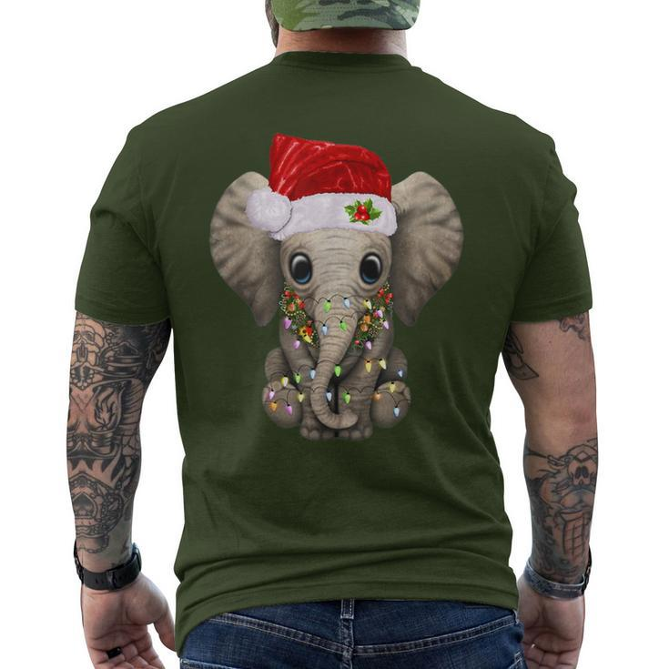 Cute Elephant Christmas Light Elephant Lover Xmas Men's T-shirt Back Print