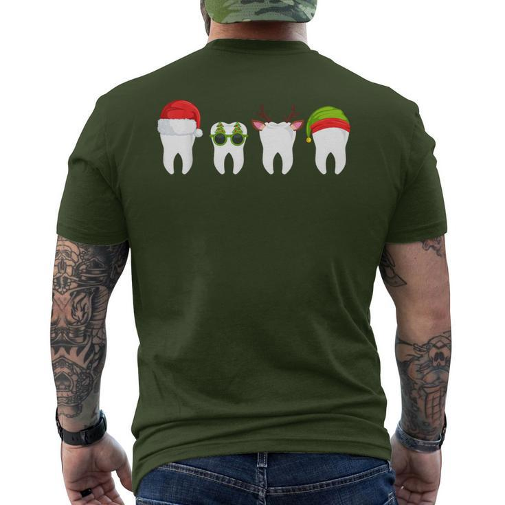 Dentist Christmas Tooth Dental With Xmas Hats Men's T-shirt Back Print