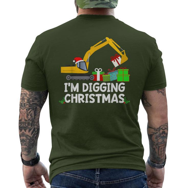 Im Digging Christmas Tractor Boys Excavator Digger Men's T-shirt Back Print