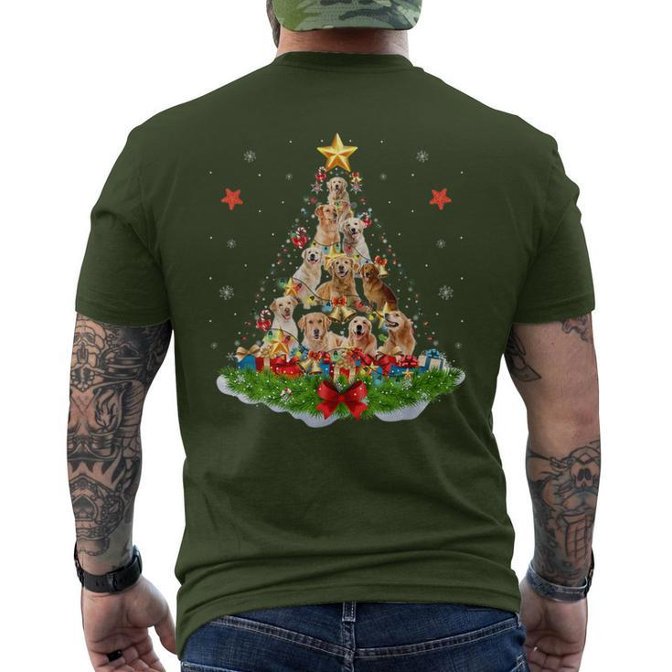 Dog Lover Golden Retriever Christmas Tree Xmas Party Men's T-shirt Back Print