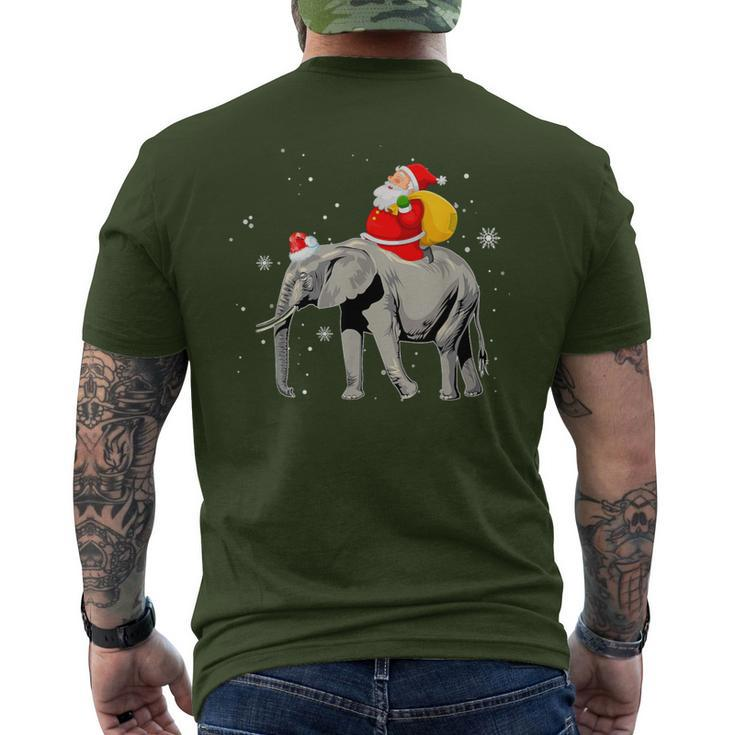 Elephant Christmas Tree Light Hat Xmas Santa Riding Elephant Men's T-shirt Back Print