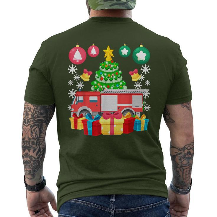 Fire Truck Christmas Ornaments Xmas Cute Firefighter Men's T-shirt Back Print