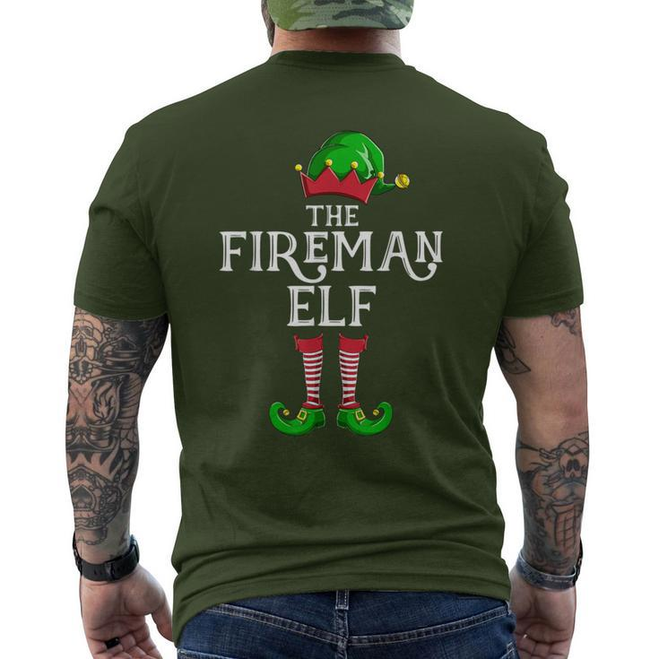 Fireman Elf Matching Family Group Christmas Party Pajama Men's T-shirt Back Print