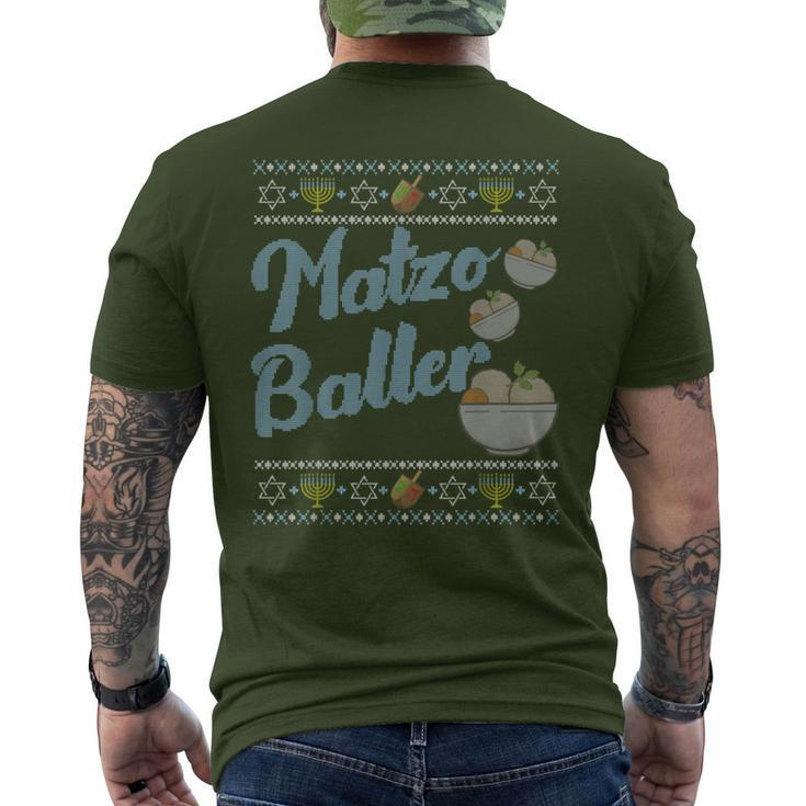 Fun Hanukkah Matzo Baller Matzah Ball Merry Christmas Men's T-shirt Back Print
