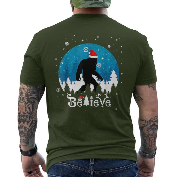 Christmas Xmas Bigfoot Believe Sasquatch In Moon Light Men's T-shirt Back Print