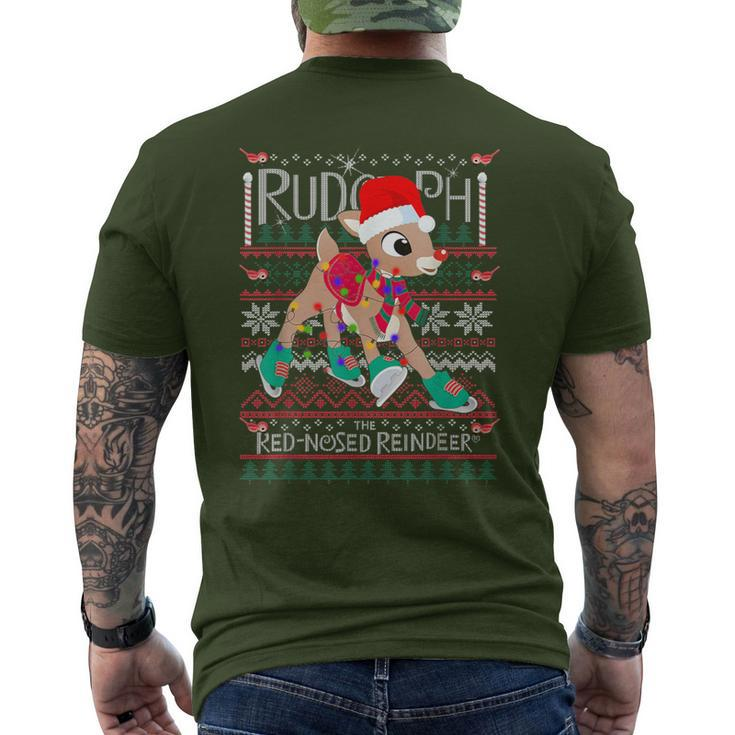 Cute Rudolph The Red Nosed Reindeer Christmas Tree Men's T-shirt Back Print