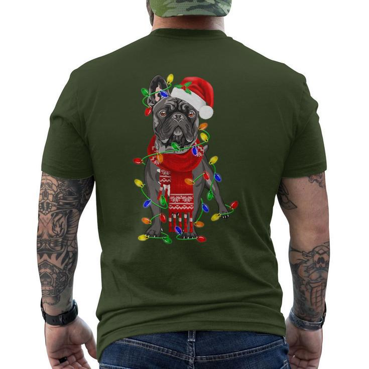 French Bulldog Dog Tree Christmas Lights Xmas Pajama Men's T-shirt Back Print