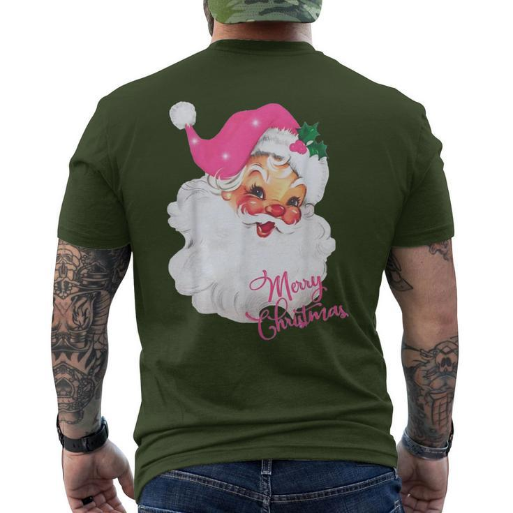 Vintage Pink Santa Claus Pink Christmas Men's T-shirt Back Print