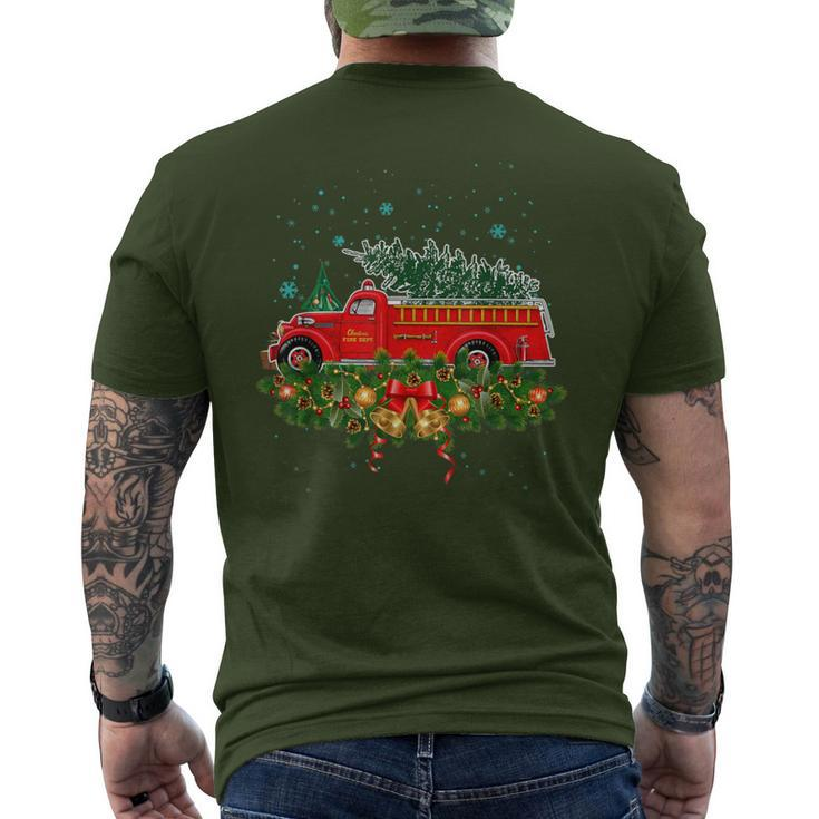 Xmas Lighting Tree Santa Ugly Fire Truck Christmas Men's T-shirt Back Print