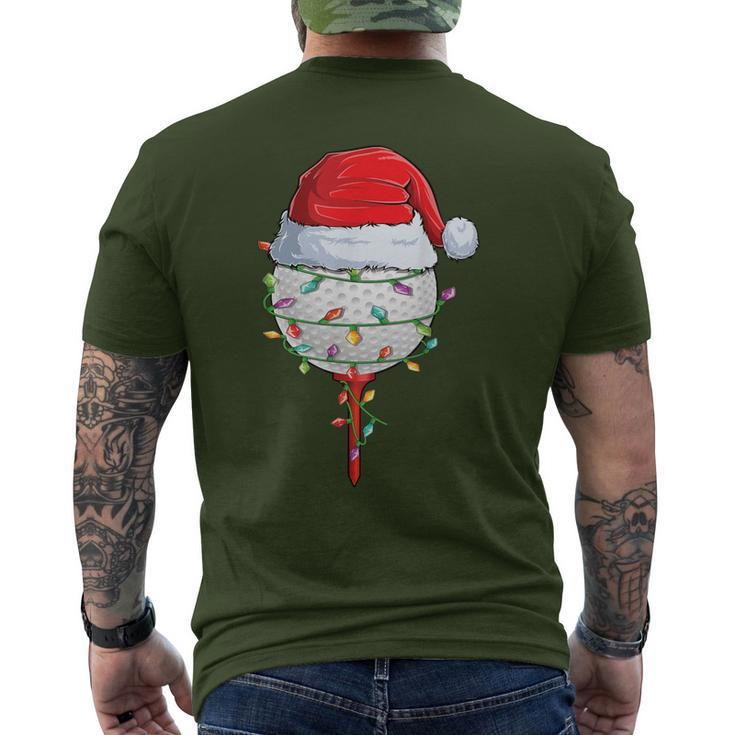 Golfing Christmas Pajama Holiday Golf Ball Santa Hat Men's T-shirt Back Print