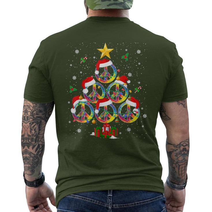 Hippies Christmas Peace Sign Tie Dye Xmas Tree Lights Men's T-shirt Back Print