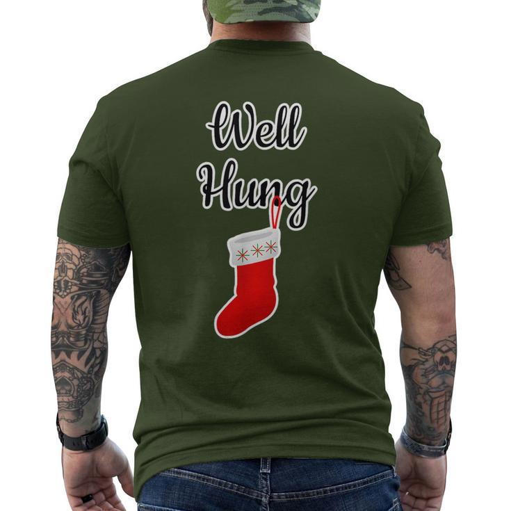 Well Hung Dirty Santa Xmas Adult Humor Ugly Men's T-shirt Back Print