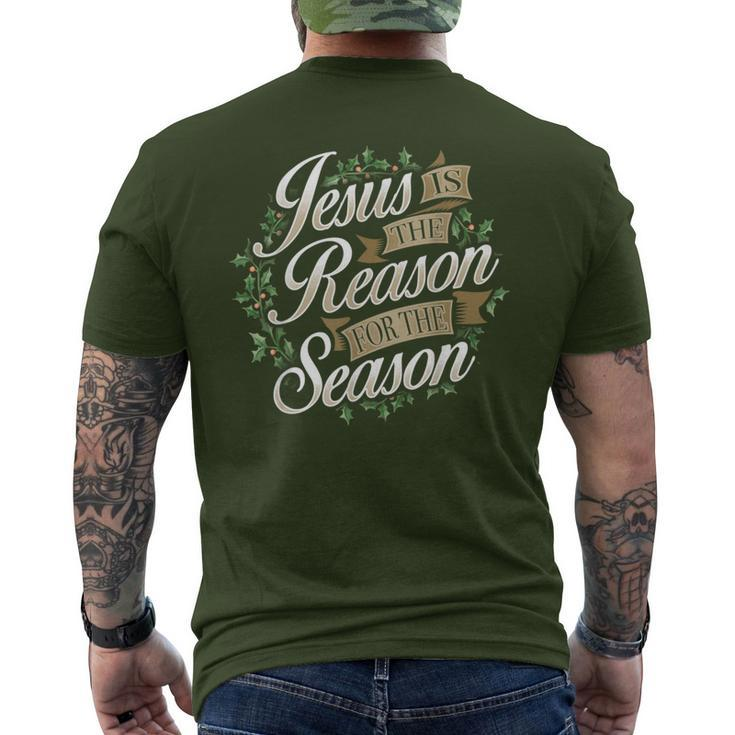 Jesus Is The Reason For The Season Christmas Wreath Men's T-shirt Back Print