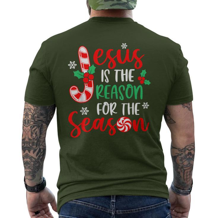 Jesus Is The Reason For The Season Christmas Xmas Candy Cane Men's T-shirt Back Print