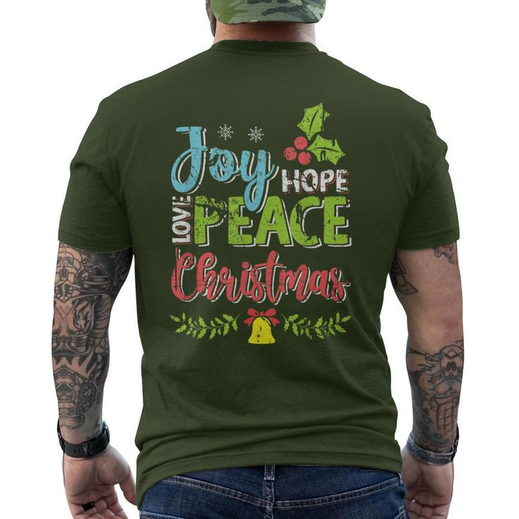 Joy Hope Love Peace Christmas Season Wishes Distressed Men's T-shirt Back Print