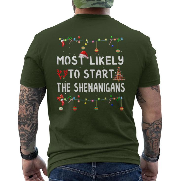 Most Likely To Christmas Matching Family Pajamas Men's T-shirt Back Print