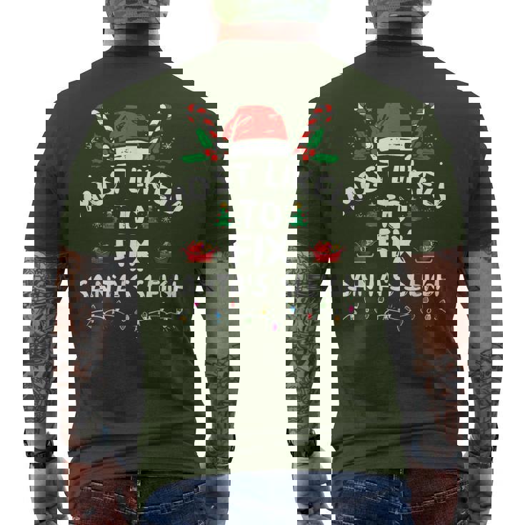 Most Likely To Fix Santa's Sleigh Christmas Family Matching Men's T-shirt Back Print