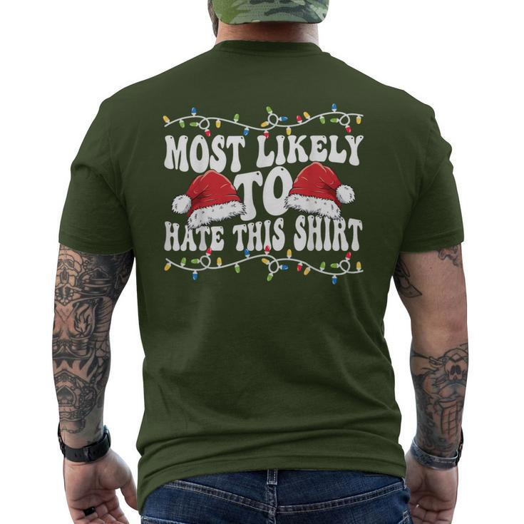 Most Likely To Hit This Matching Family Christmas Men's T-shirt Back Print