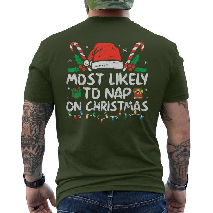 Most Likely To Nap On Christmas Family Christmas 2023 Men's T-shirt Back Print
